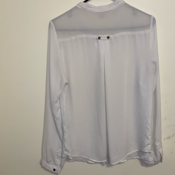 Chiffon Military Style Button Up Blouse - Picture 4 of 6